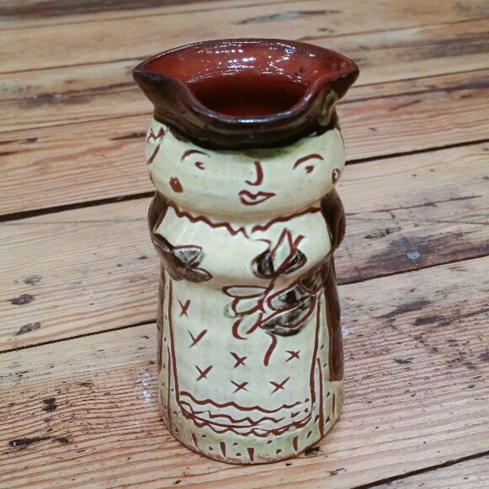 Redware Mini Martha Pitcher with Flower