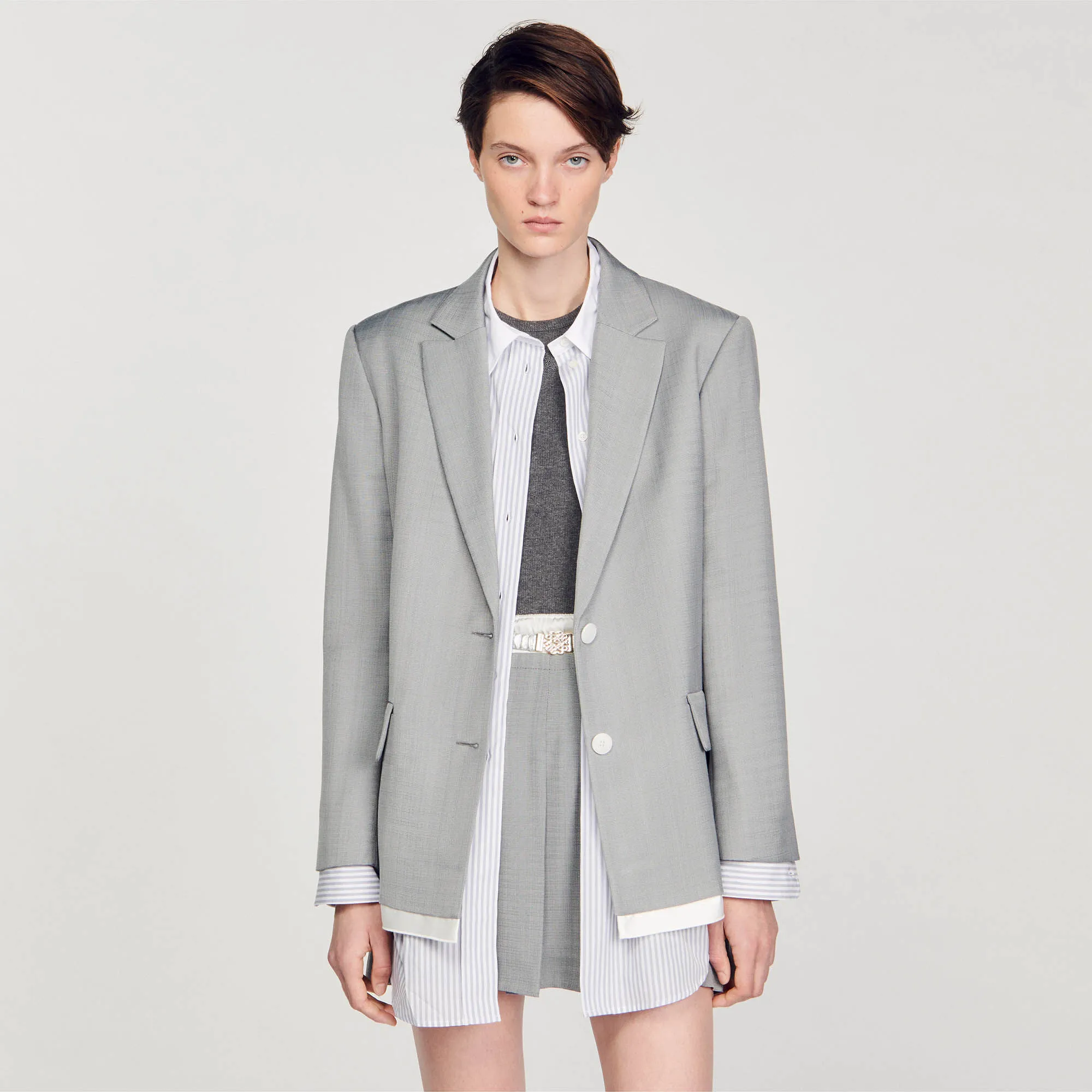 Satin-effect suit jacket