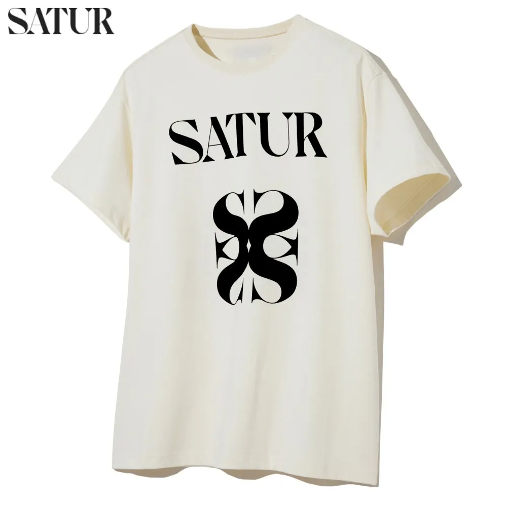 SATUR  |Unisex Street Style Short Sleeves Oversized Logo T-Shirts