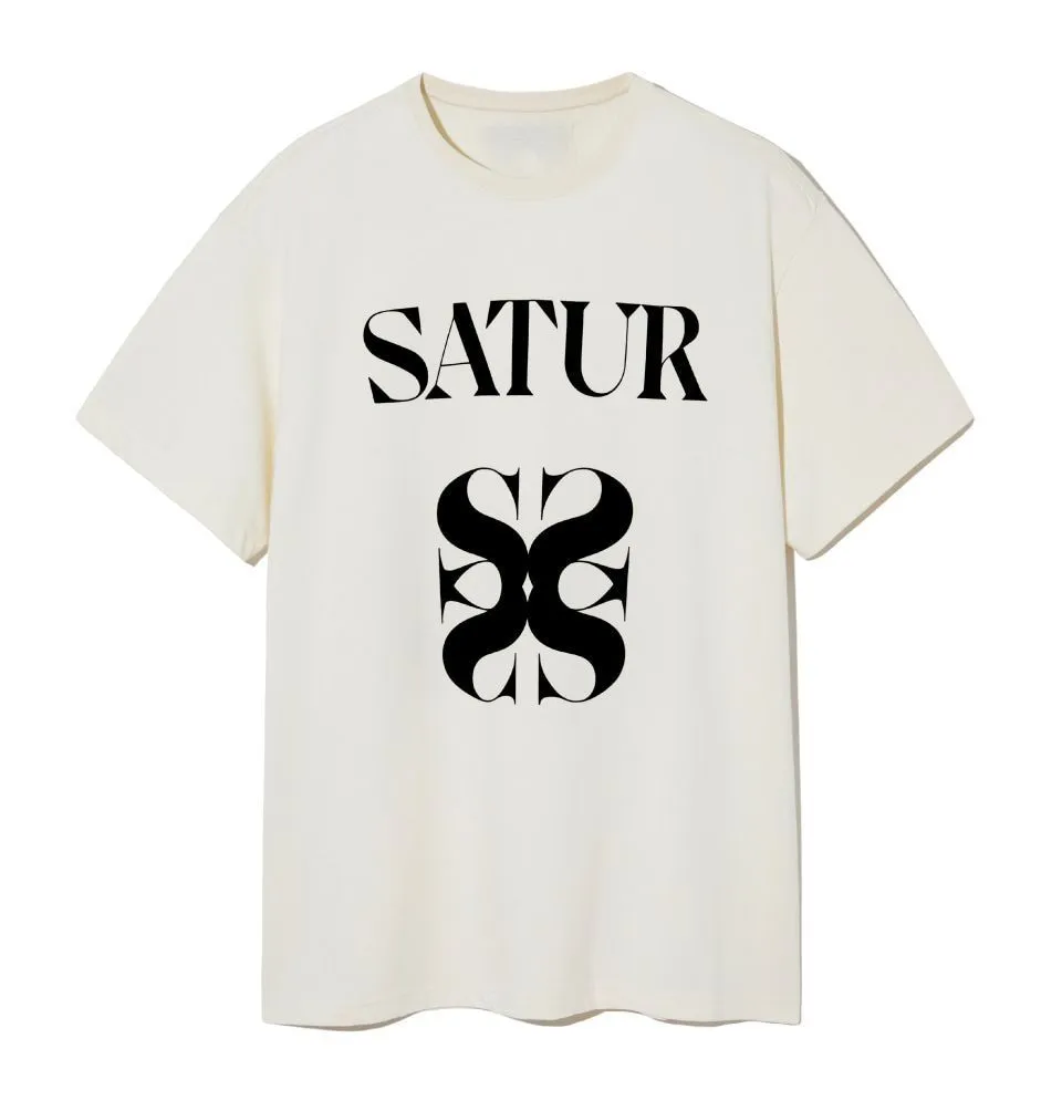 SATUR  |Unisex Street Style Short Sleeves Oversized Logo T-Shirts