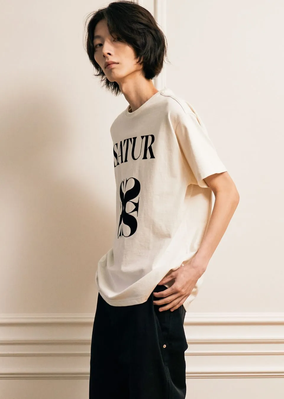 SATUR  |Unisex Street Style Short Sleeves Oversized Logo T-Shirts