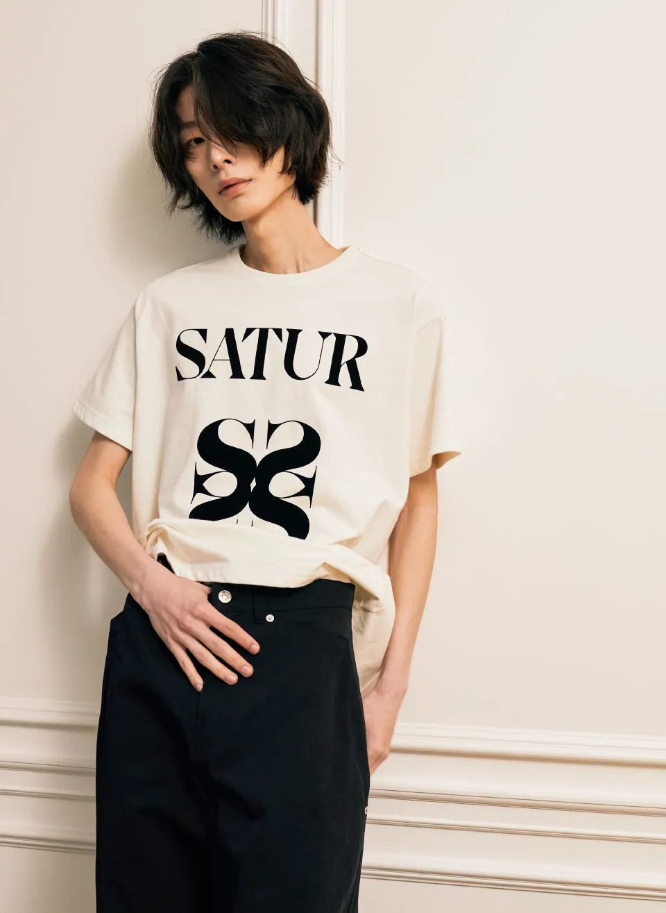 SATUR  |Unisex Street Style Short Sleeves Oversized Logo T-Shirts