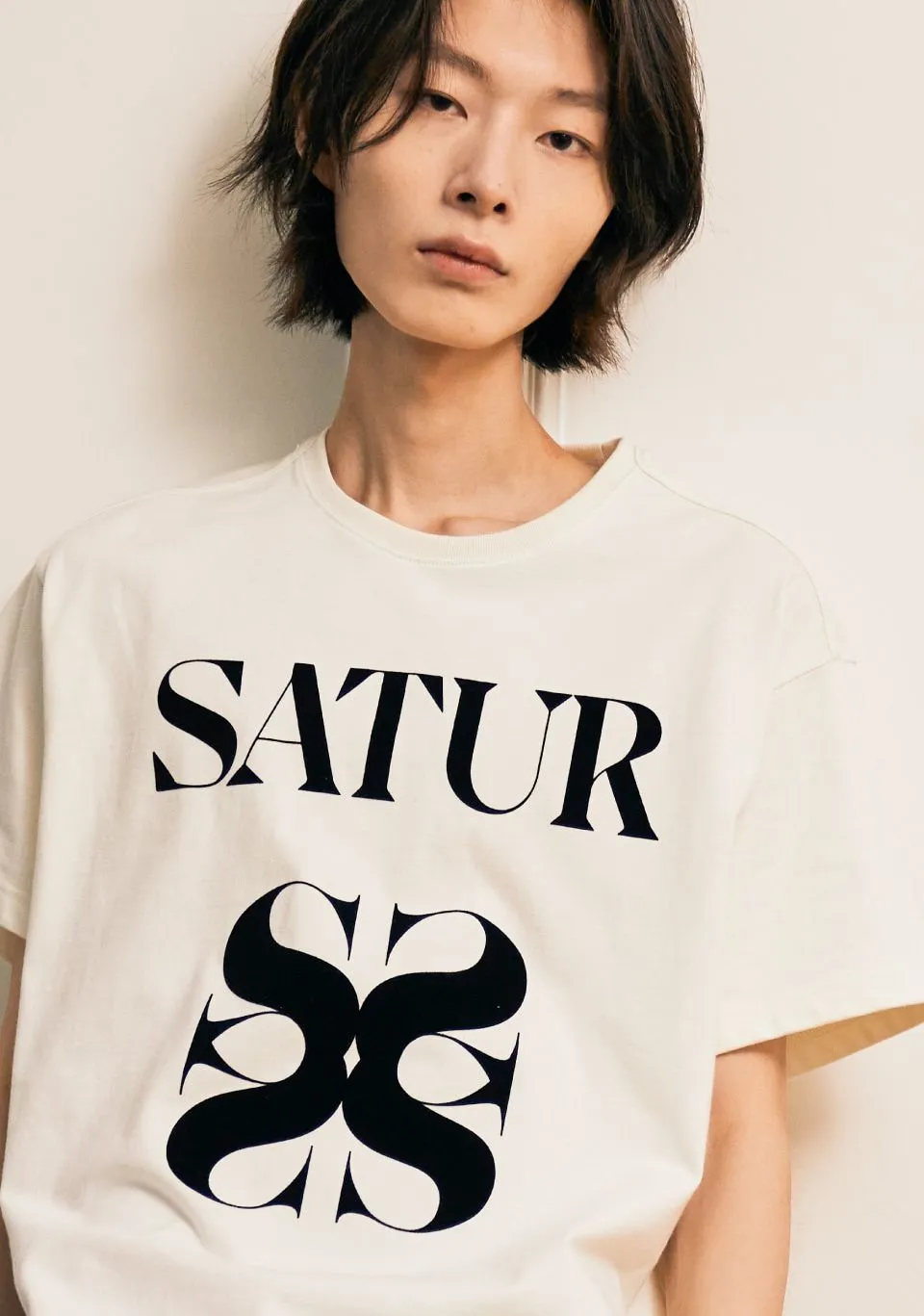 SATUR  |Unisex Street Style Short Sleeves Oversized Logo T-Shirts