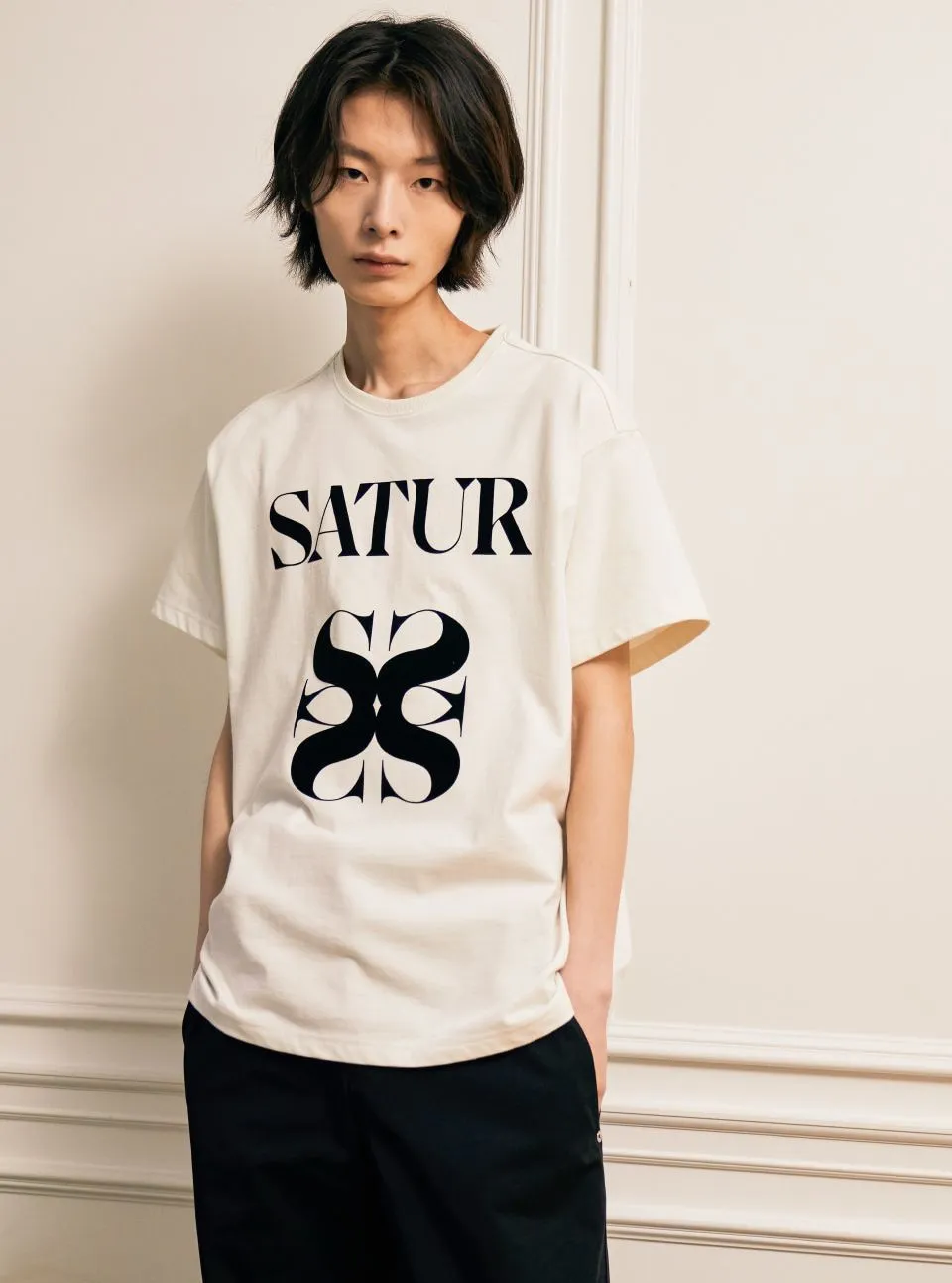 SATUR  |Unisex Street Style Short Sleeves Oversized Logo T-Shirts