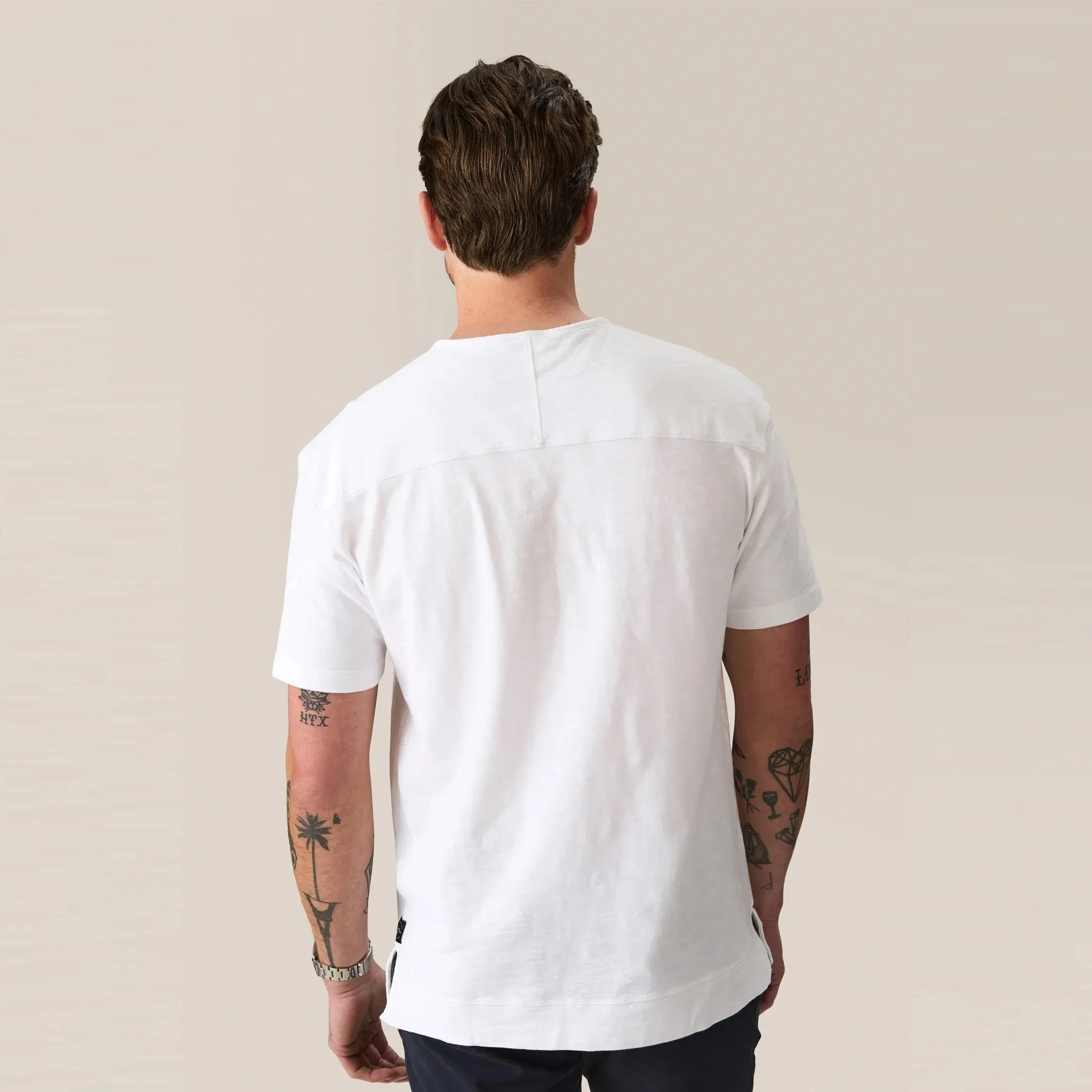 Short Sleeve Henley Tee (White)