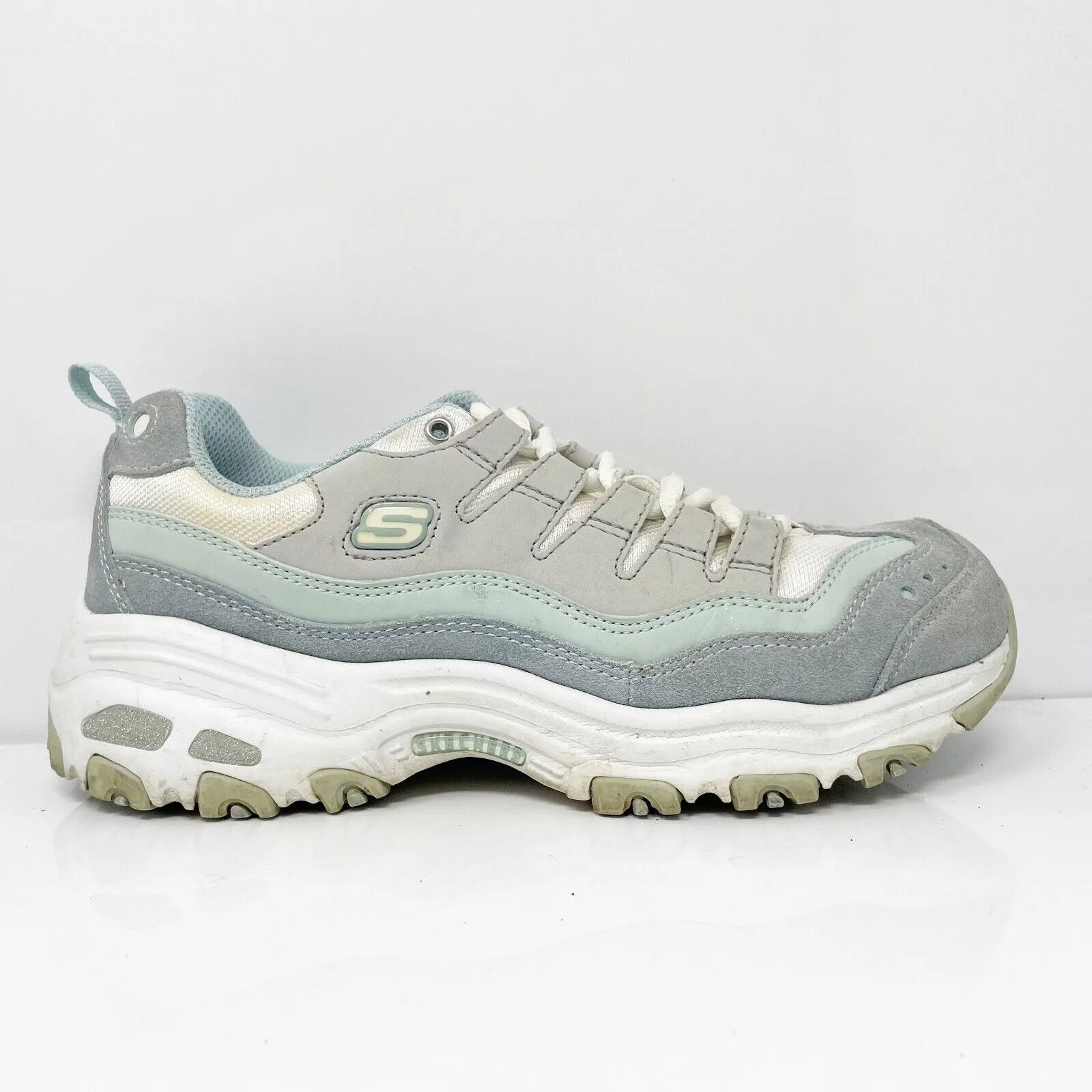 Skechers Womens D Lites 13141 Gray Casual Shoes Sneakers Size 7.5