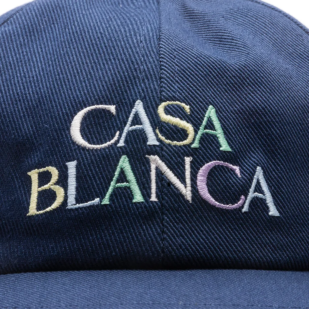 Stacked Logo Embroidered Cap - Navy