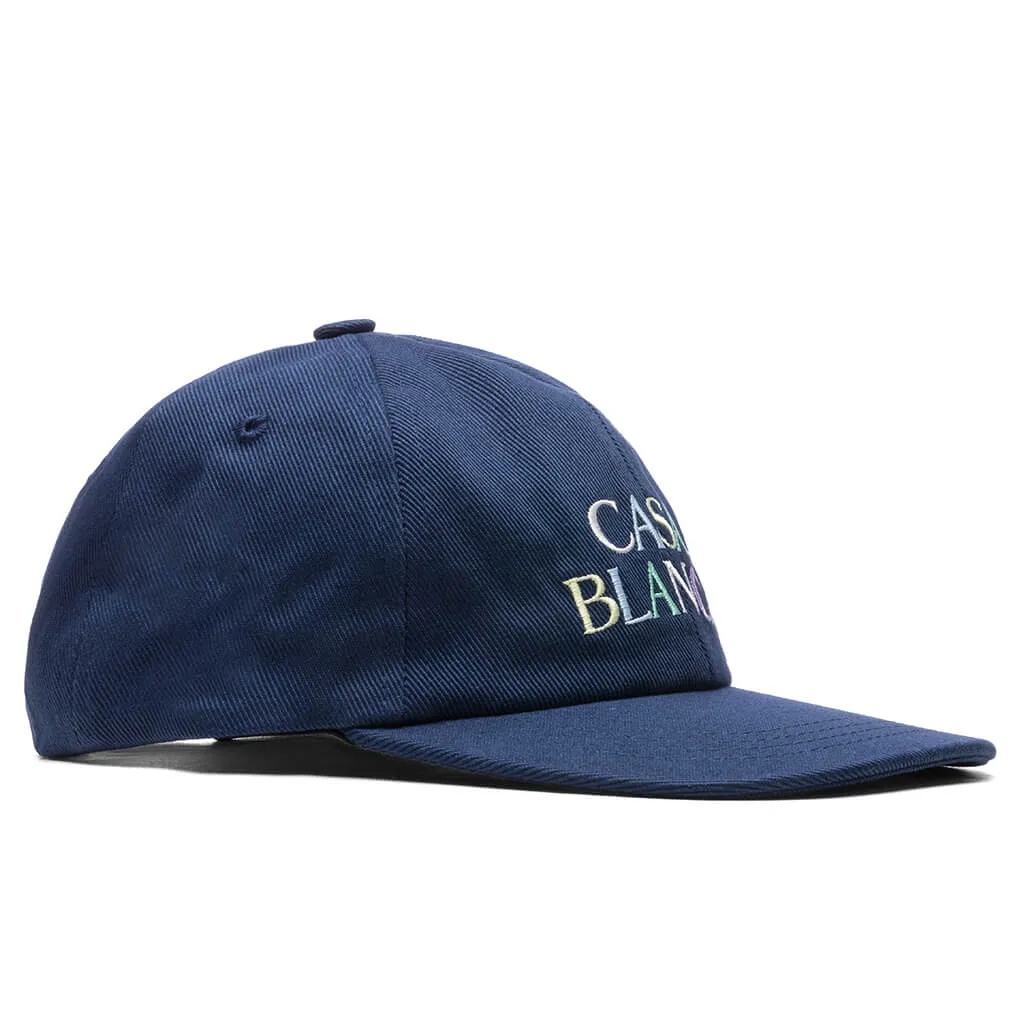 Stacked Logo Embroidered Cap - Navy