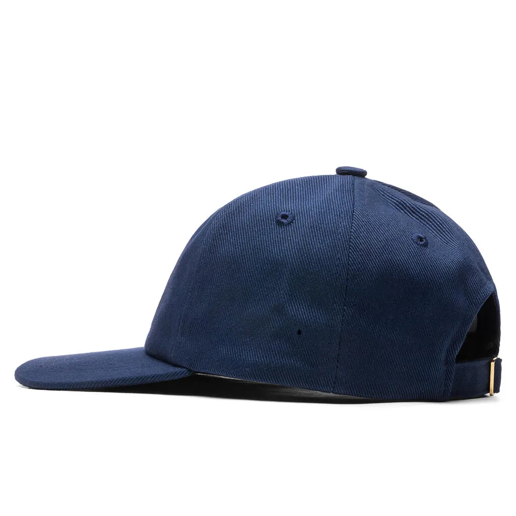 Stacked Logo Embroidered Cap - Navy