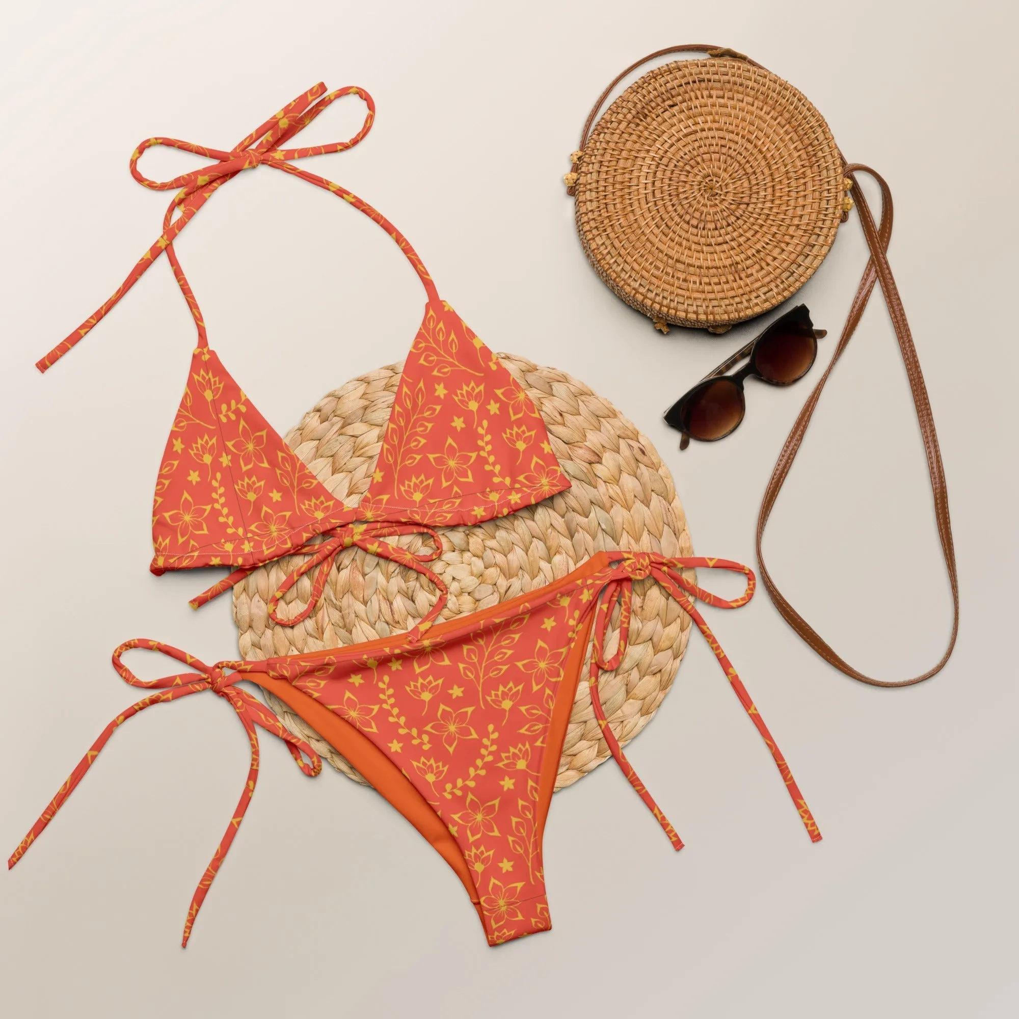 STRING BIKINI SET ECO -GARDEN ISLAND ORANGE