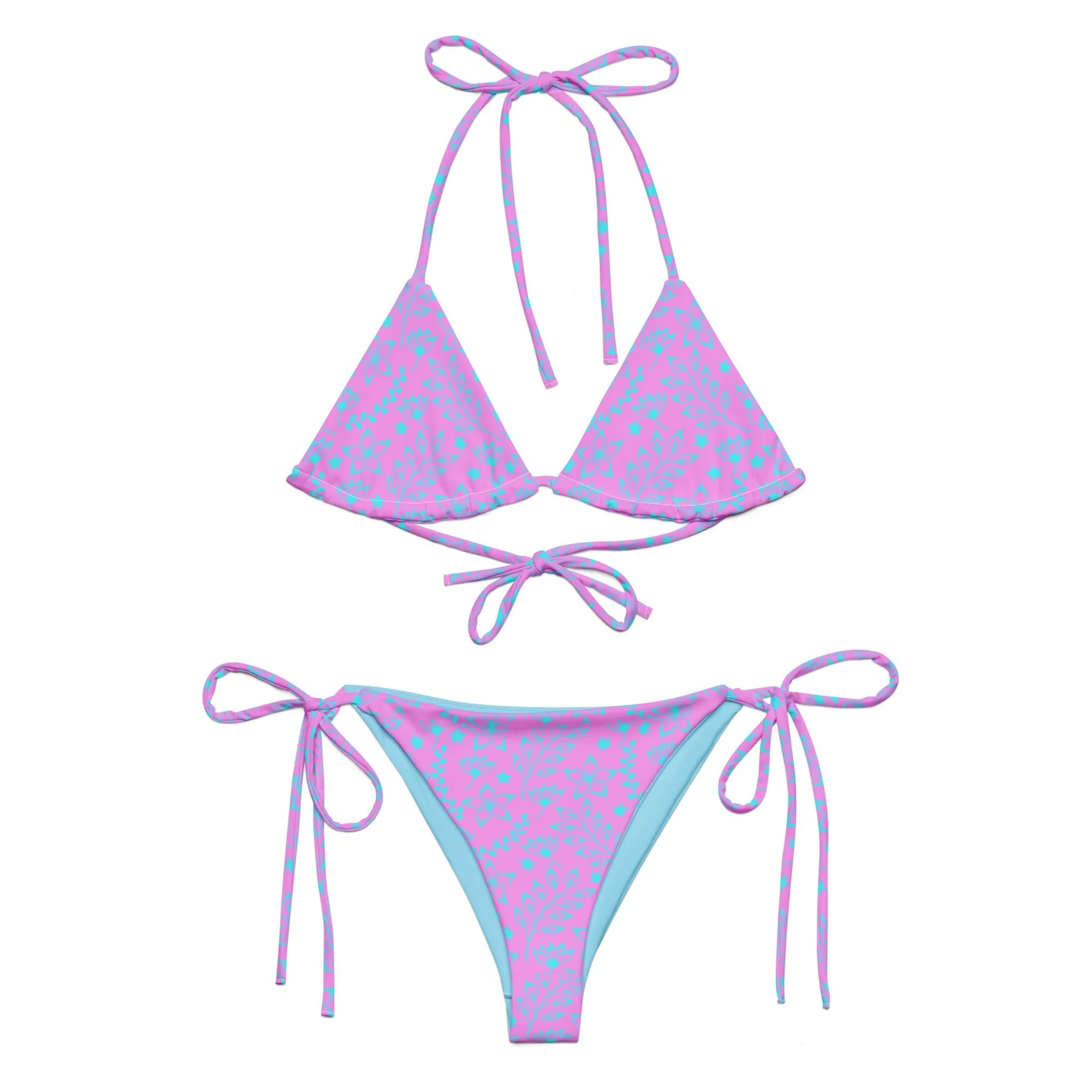 STRING BIKINI SET ECO -GARDEN PARTY LILAC & BLUE HUES