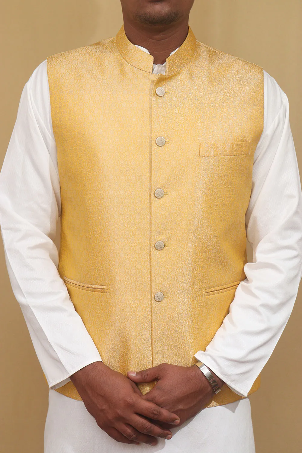 Stunning Yellow Banarasi Brocade Silk Jacket: A Must-Have Ethnic Fashion Piece