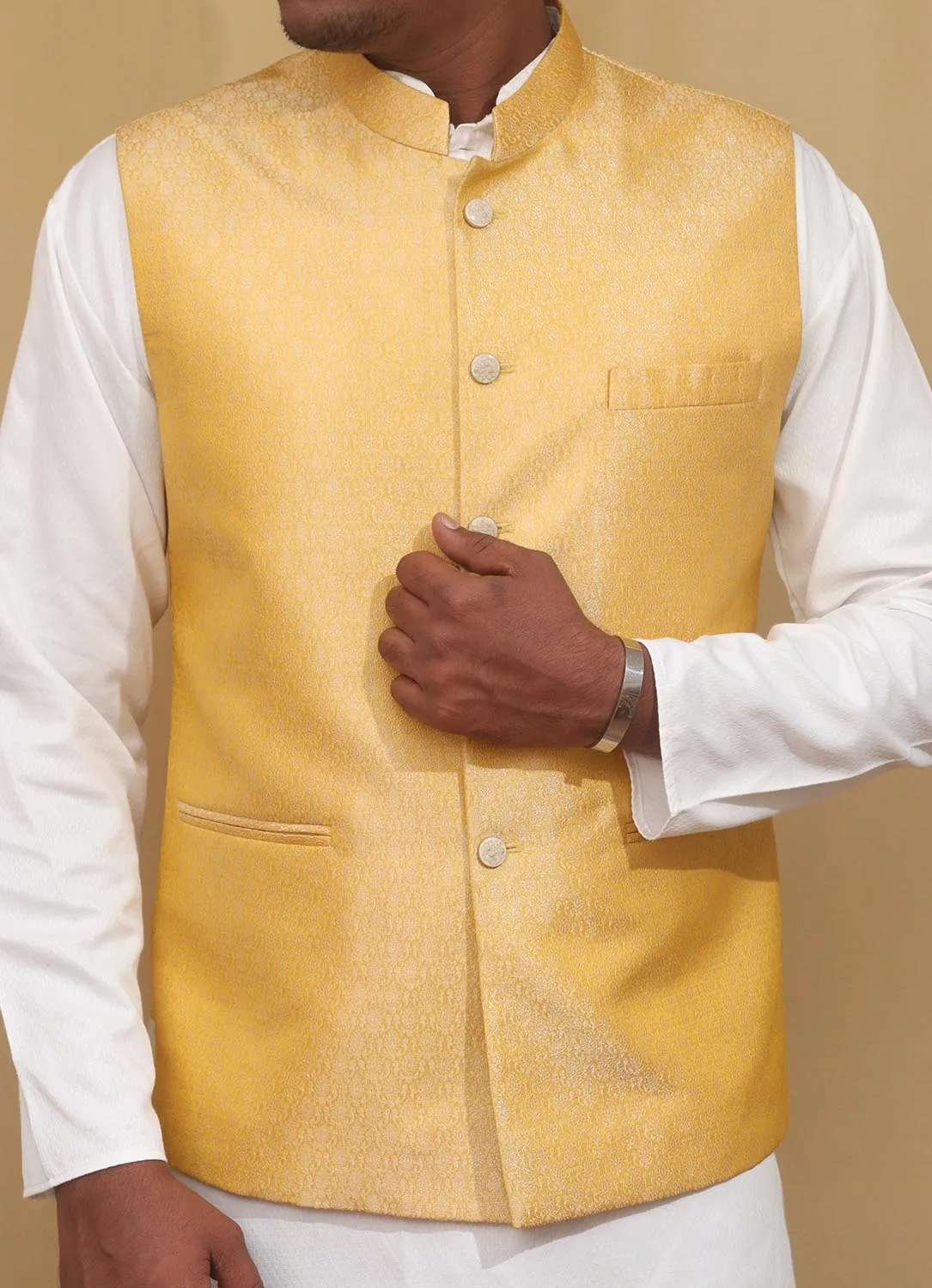 Stunning Yellow Banarasi Brocade Silk Jacket: A Must-Have Ethnic Fashion Piece