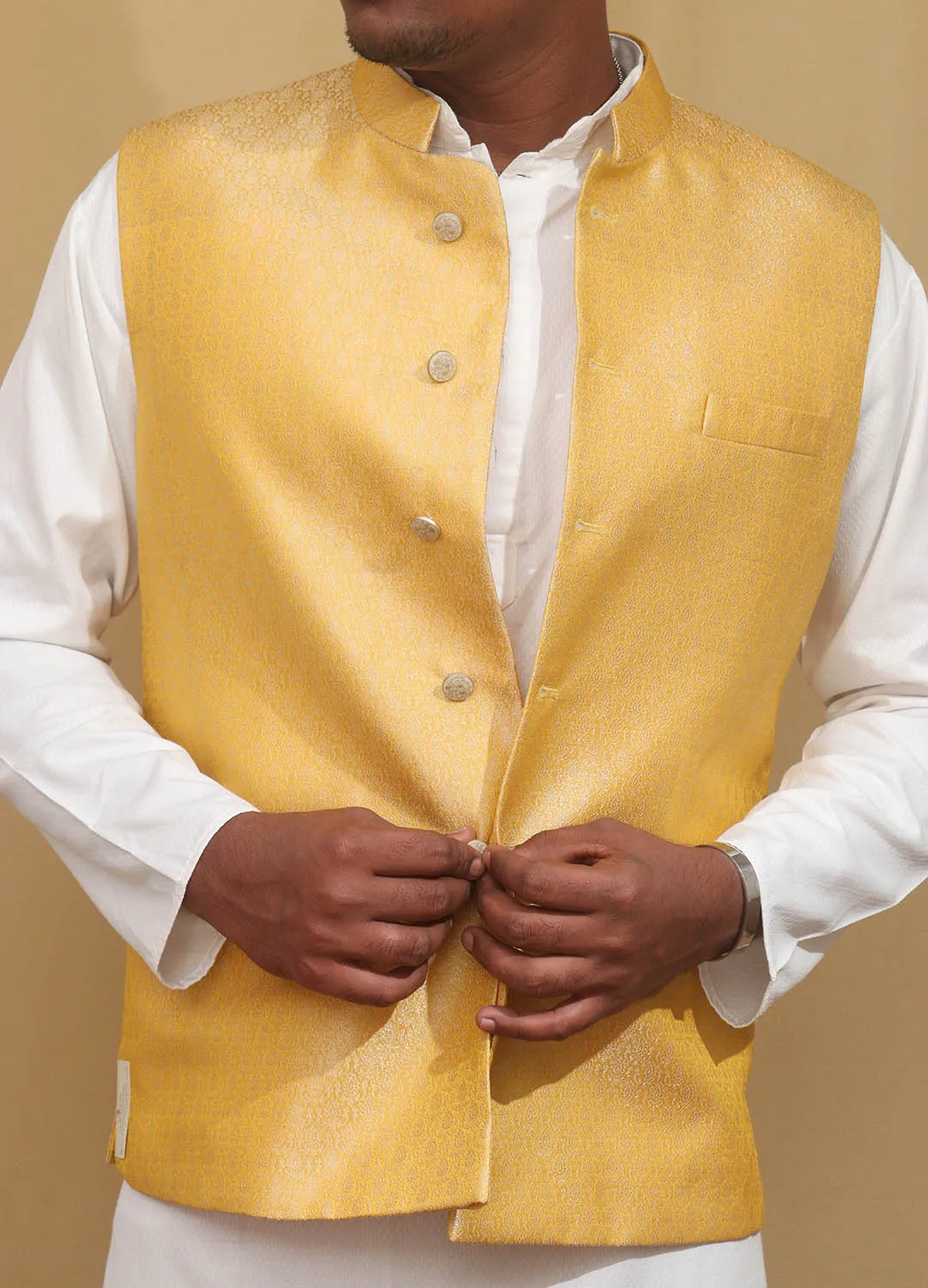 Stunning Yellow Banarasi Brocade Silk Jacket: A Must-Have Ethnic Fashion Piece