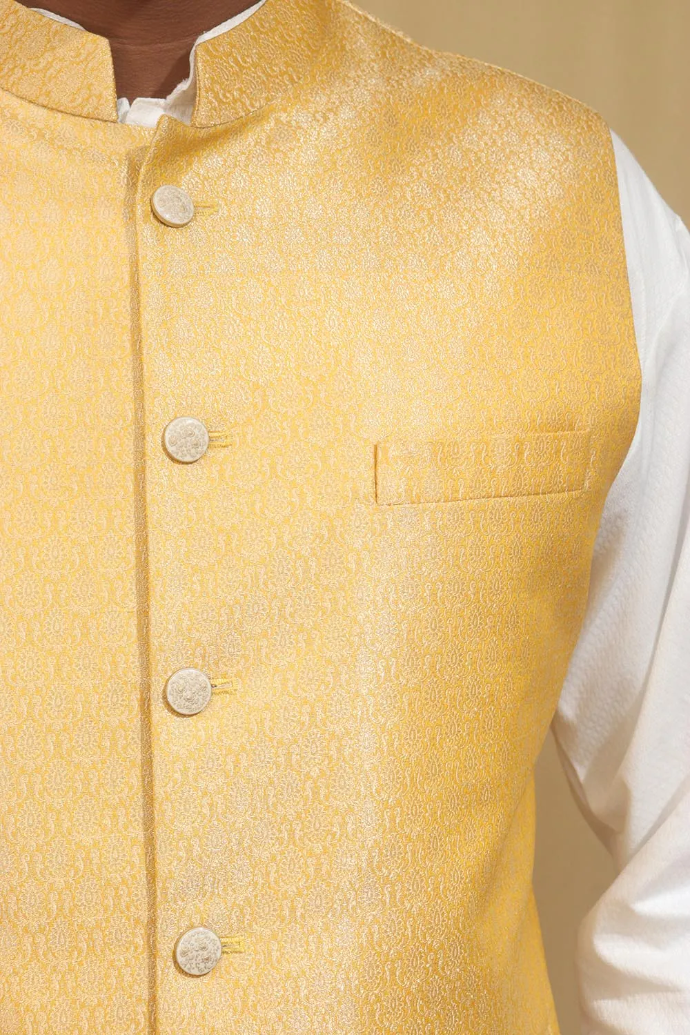 Stunning Yellow Banarasi Brocade Silk Jacket: A Must-Have Ethnic Fashion Piece