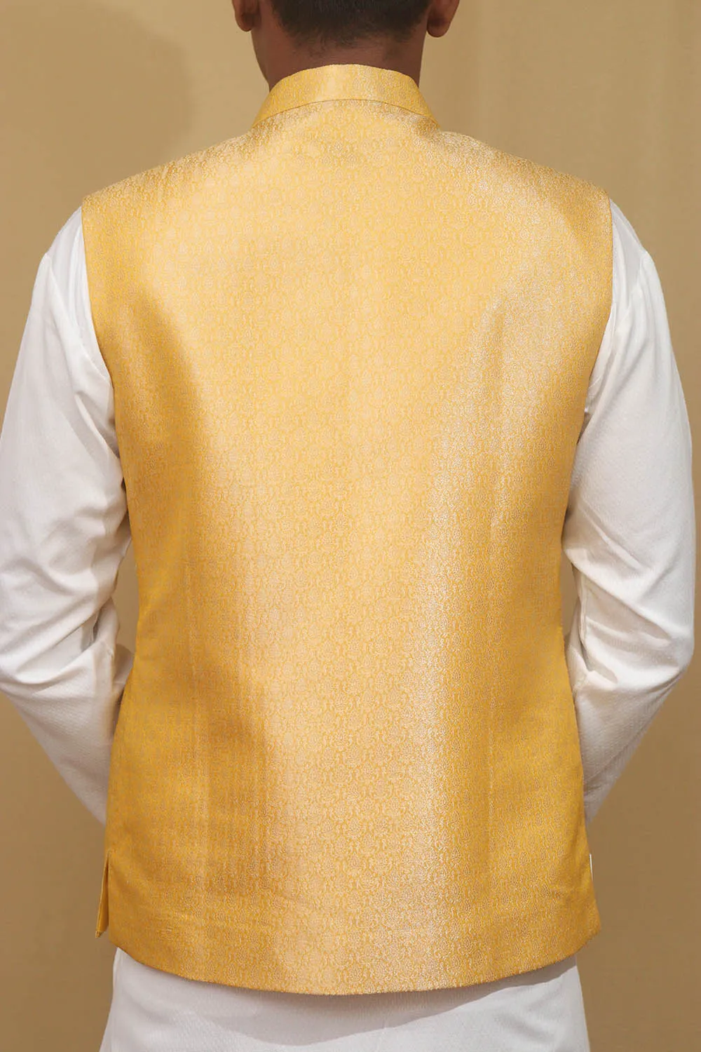 Stunning Yellow Banarasi Brocade Silk Jacket: A Must-Have Ethnic Fashion Piece