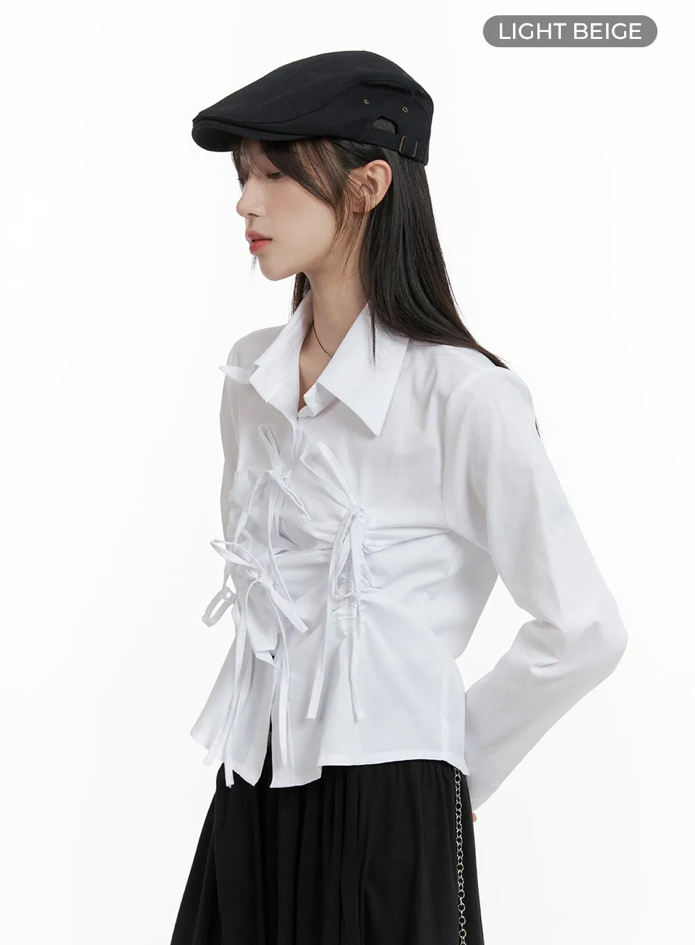 Tie Shirred Crop Shirt CA404