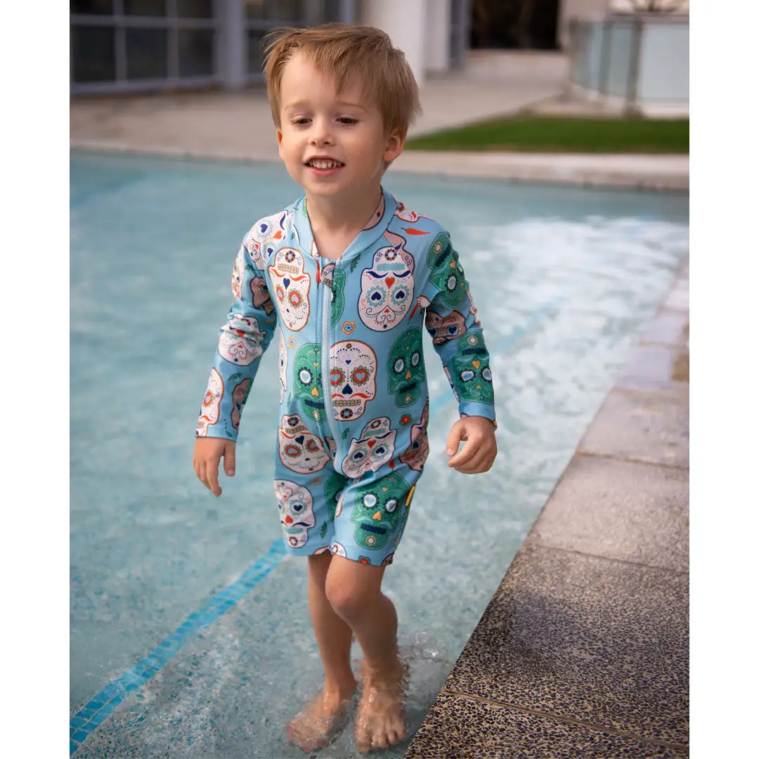 Tyoub Long Sleeve All-In-One Sunsuit Skulls Amigo Kids