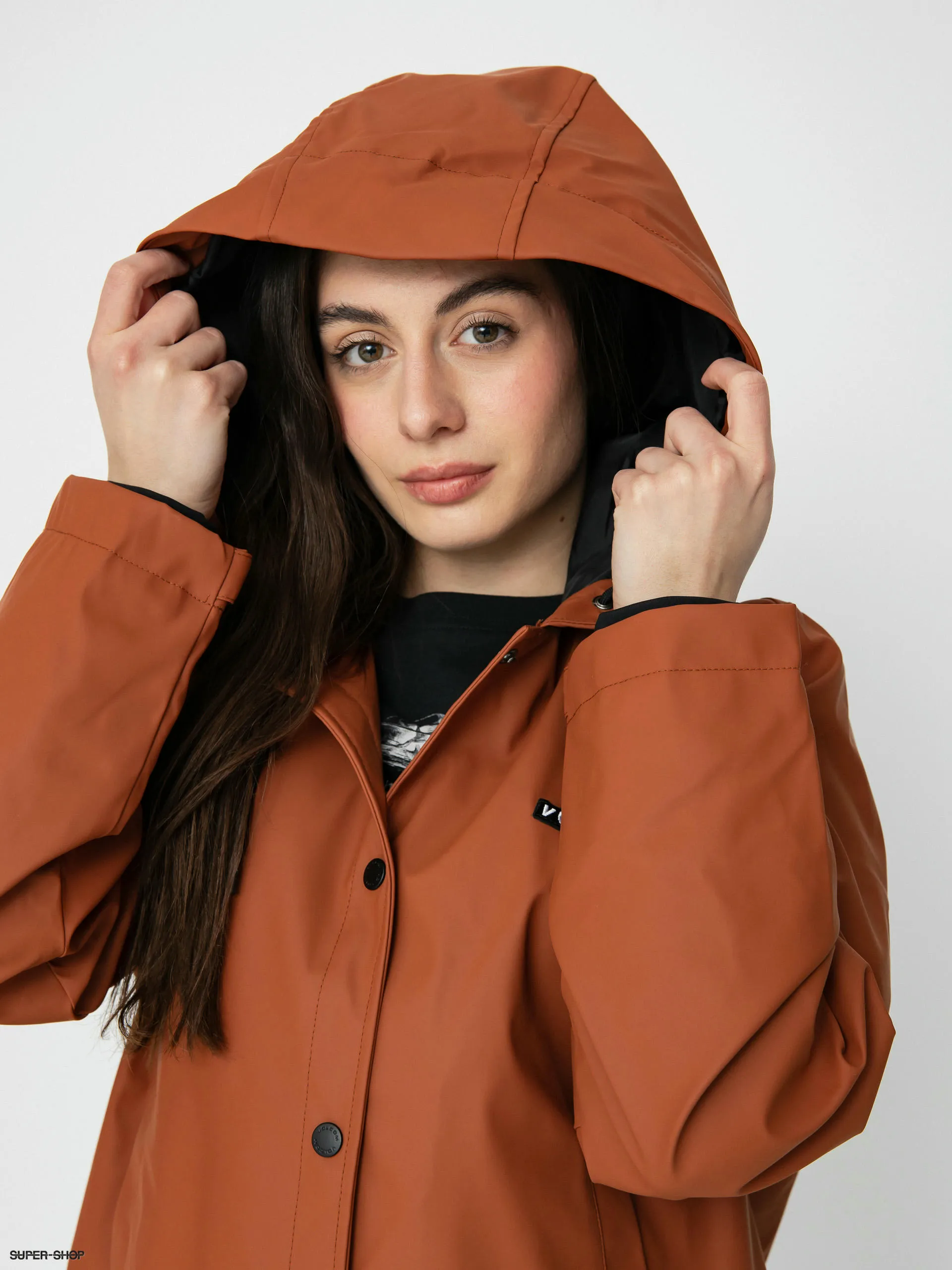 Volcom Sprain Dead Raincoat Jacket Wmn (dark clay)