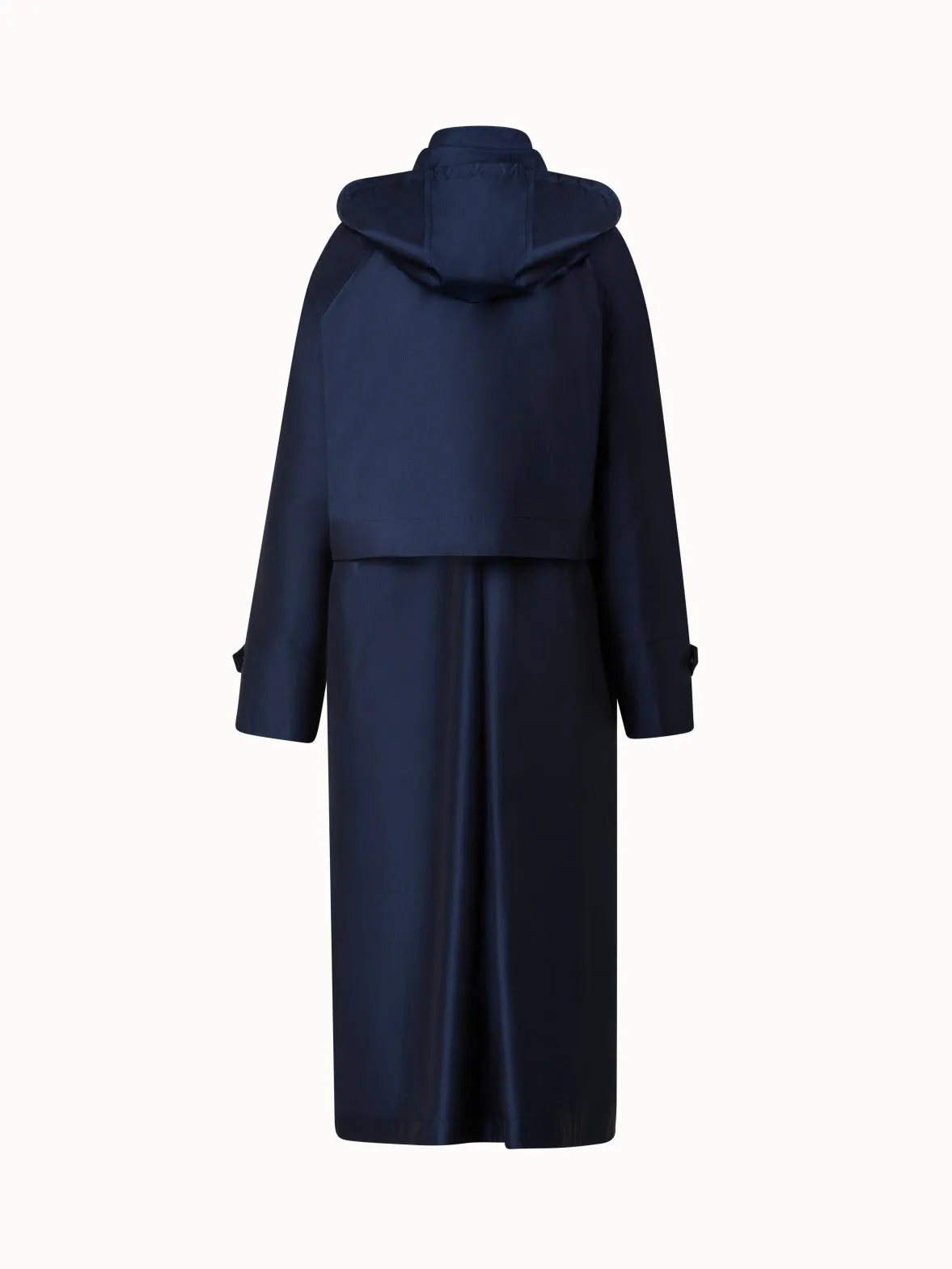 Water Repellent Long Silk Taffeta Coat