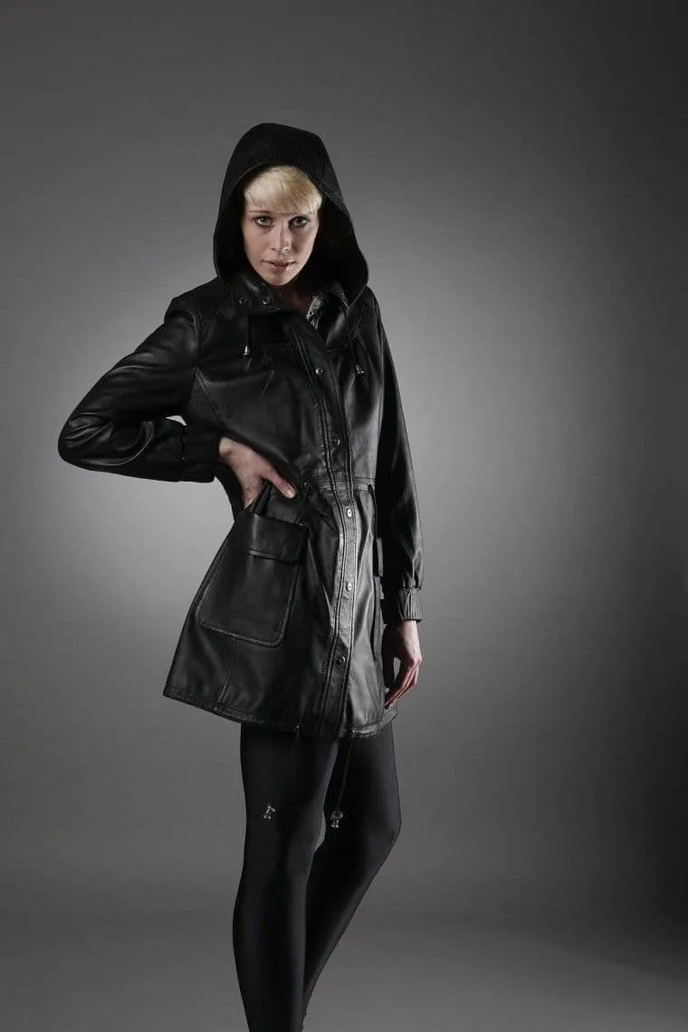 Women Leather coat in Black