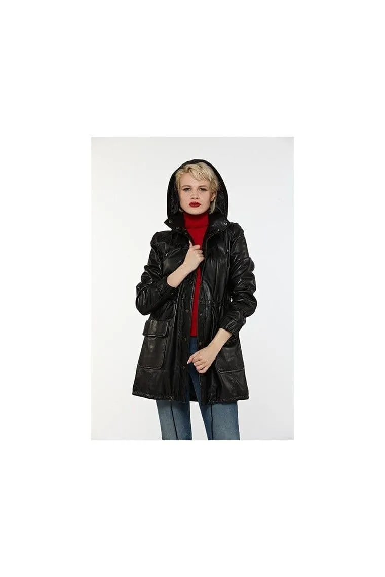 Women Leather coat in Black