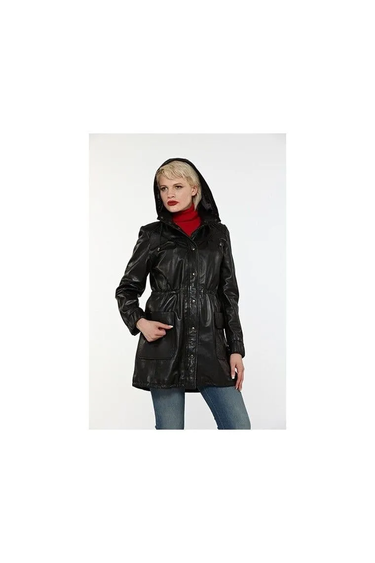 Women Leather coat in Black