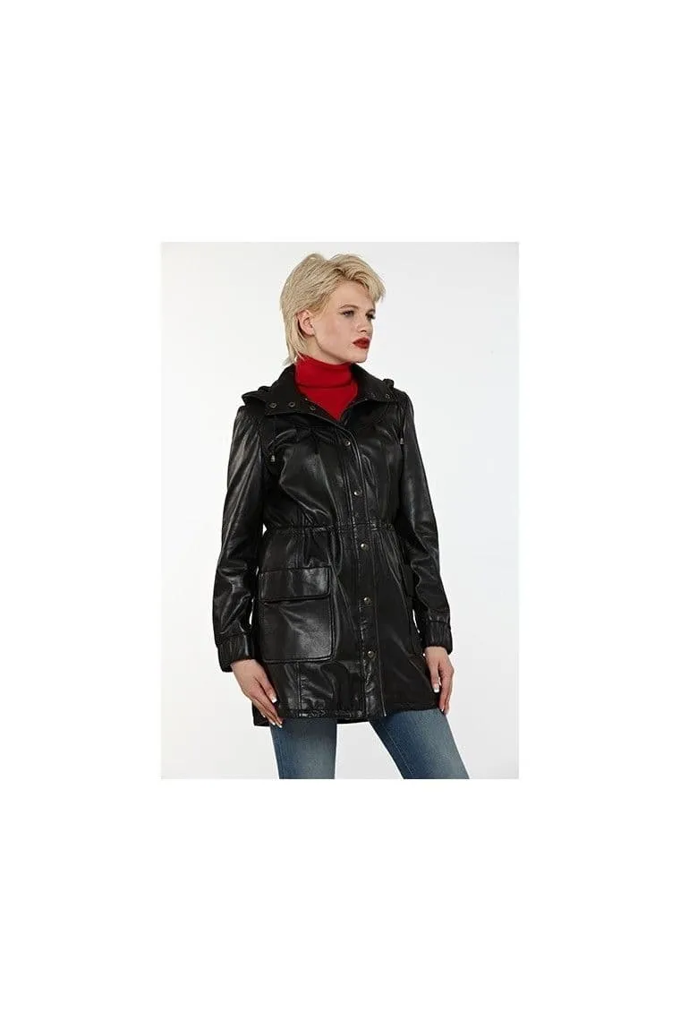 Women Leather coat in Black