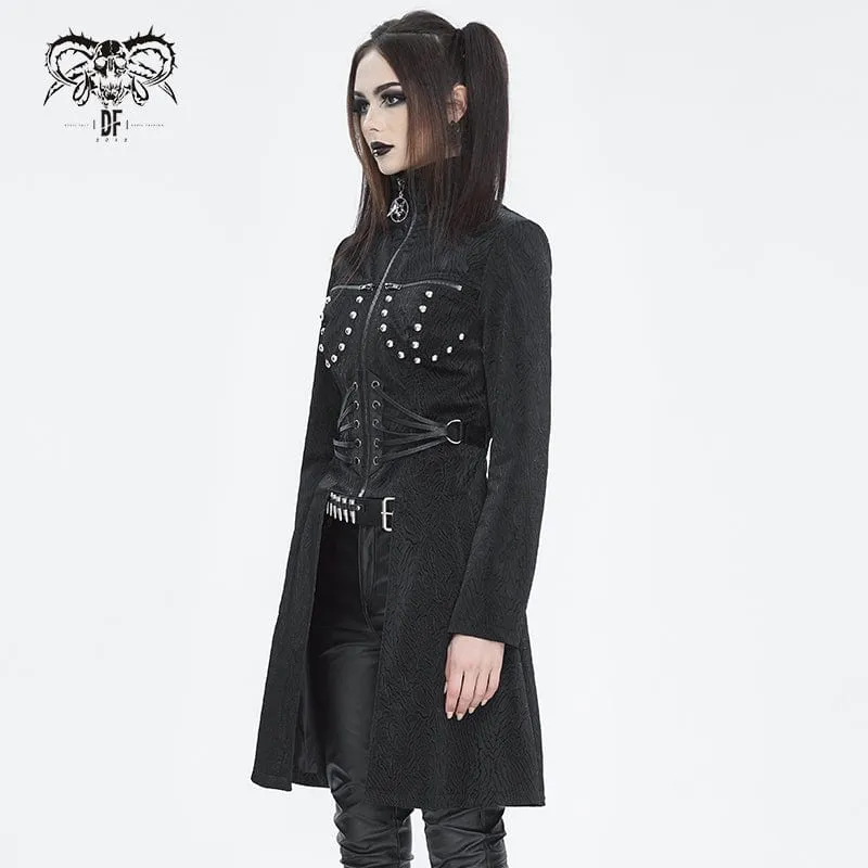 Women's Gothic Stand Collar High/Low Faux Leather Jacket