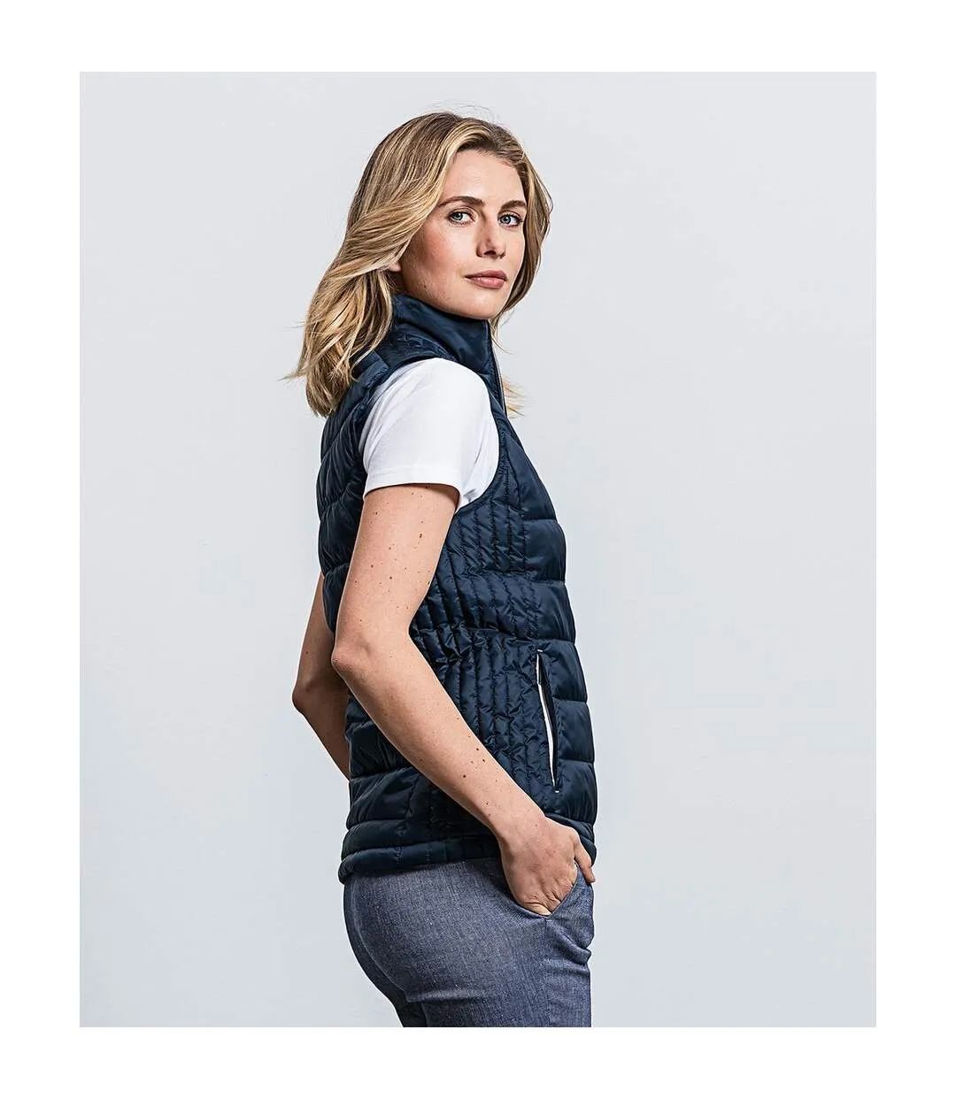 Womens/ladies nano body warmer french navy Russell