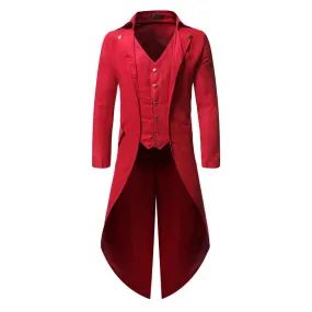 Xituodai Mens Halloween Steampunk Gothic Jacket Victorian Tailcoat Vintage Costume Tuxedo Blazer Men DJ Club Cosplay Prom Suit J